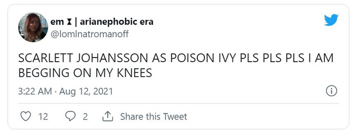 Hãy để Scarlett Johansson thủ vai Poison Ivy đi làm ơn, làm ơn, làm ơn tôi năn nỉ đó