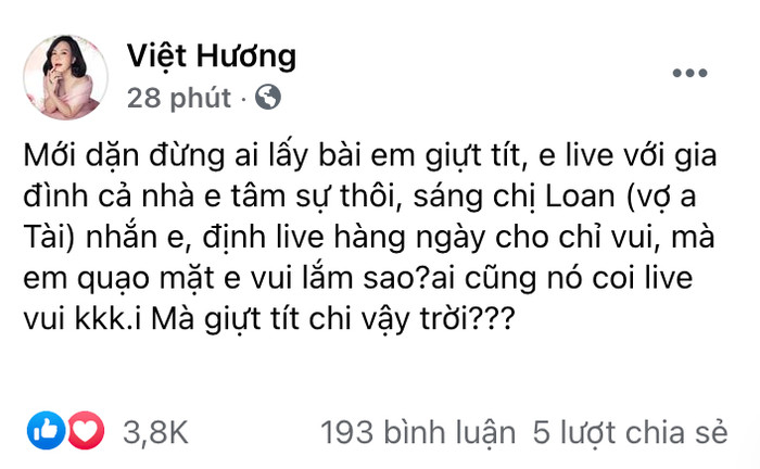 Ca sĩ Phương Loan nhắn tin động viên Việt Hương làm từ thiện, bật mí chuyện hay khóc vì nhớ Chí Tài Ảnh 2