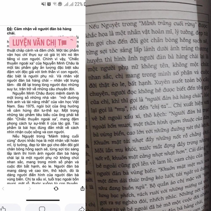 Tài liệu mà cô giáo P.T cho học sinh ôn luyện giống hệt như những tài liệu khác trên mạng Internet. Trong khi đó, cô giáo P.T luôn tự hào kiến thức giảng dạy của mình không thua kém ai, từng đào tạo nhiều thế hệ học sinh giành được điểm cao trong các kỳ thi. 