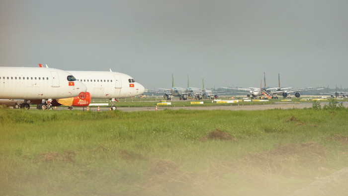 Trong số các máy bay đỗ trên sân, chiếm số lượng nhiều nhất là máy bay của Vietnam Airlines.