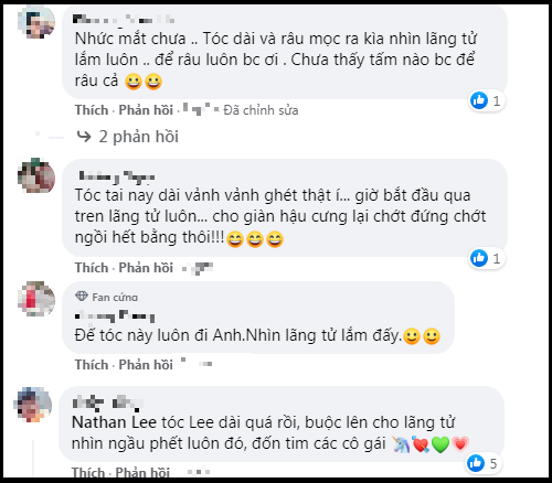 Thay vì cắt tóc gọn gàng thì Nathan Lee lại được fan ủng hộ nuôi tóc dài.
