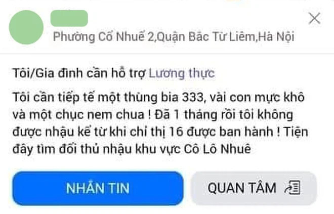 Người này cần tiếp tế một thùng bia...