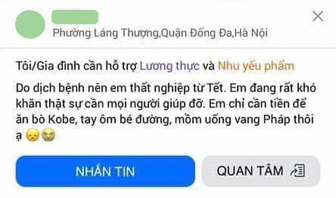 Tài khoản này xin thịt bò Kobe để ăn cho 'sướng mồm'.