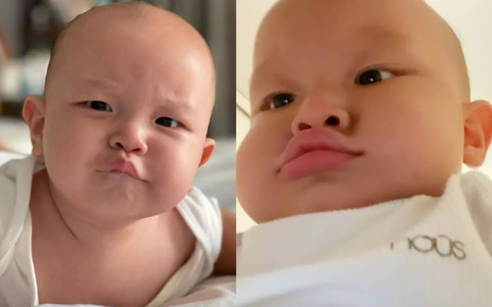 Con trai Hà Hồ tự 'selfie', khoe đôi môi cong cực kì duyên dáng Ảnh 2