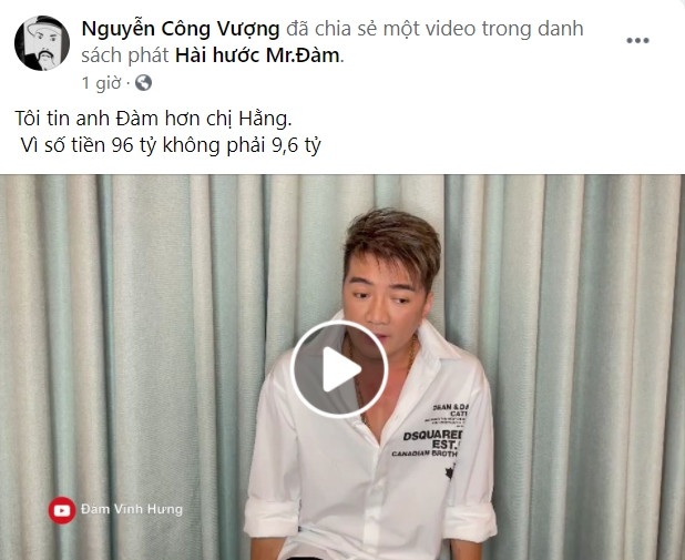 Nghệ sĩ hài Vượng Râu công khai tin tưởng Đàm Vĩnh Hưng.