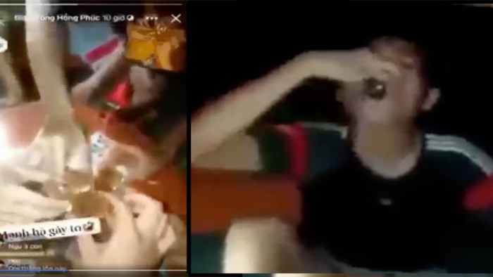 Nhóm thiếu niên vừa tụ tập nhậu nhẹt giữa mùa dịch, vừa quay clip thách thức lực lượng chức năng đến 'bắt'.