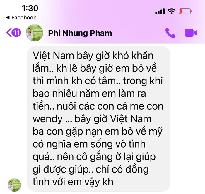 Dòng tin nhắn của Phi Nhung khiến nhiều người rơi nước mắt