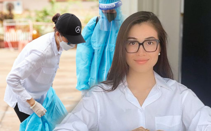 Đi tình nguyện mùa dịch, Á hậu Lệ Hằng miệt mài giúp người dân đến rách cả áo Ảnh 2