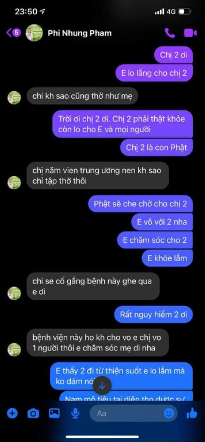 Một nghệ sĩ tiết lộ đoạn chat với Phi Nhung, nói rõ sức khỏe nữ ca sĩ và tình trạng hiện tại Ảnh 2