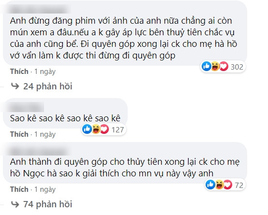 Cư dân mạng ùa vào fanpage của Trấn Thành đòi sao kê tiền từ thiện.
