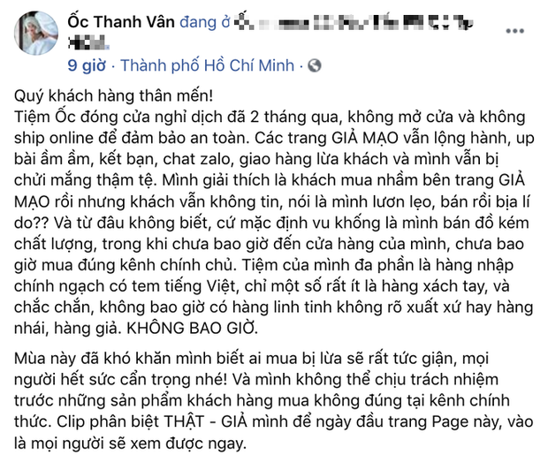 Bị tố bán hàng giả, Ốc Thanh Vân bức xúc lên tiếng: 'Bọn chuyên lừa đảo hãy thức tỉnh' Ảnh 2