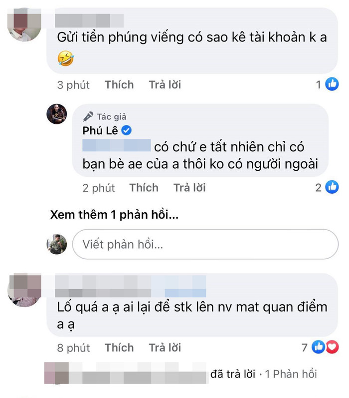 'Giang hồ mạng' Phú Lê có hành động gây tranh cãi: Chia buồn nhưng vẫn không quên để số tài khoản Ảnh 2