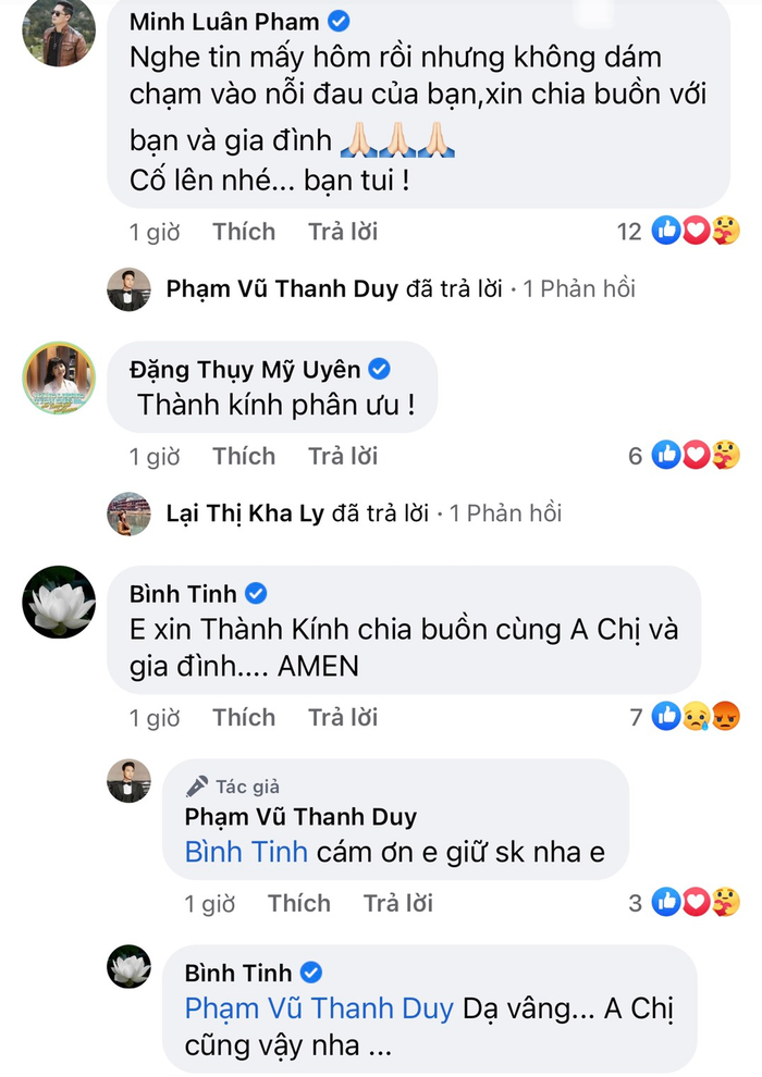 Dàn nghệ sĩ tiếc thương khi hay tin gia đình diễn viên Kha Ly có tang sự.