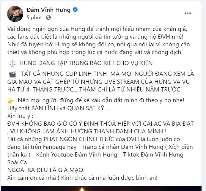 Đàm Vĩnh Hưng lên tiếng: Không thỏa hiệp với cái ác, đang tập trung ráo riết cho vụ kiện Ảnh 2