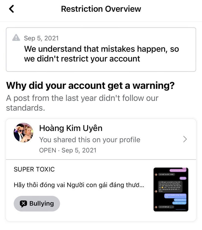 Kenji cho biết bài đăng giải thích của mình bị report.