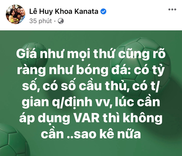 Ông Lê Huy Kha - trợ lý ngôn ngữ của HLV Park Hang Seo nói ví von về 'trận đấu' giữa vợ chồng Lê Công Vinh và bà Hằng.