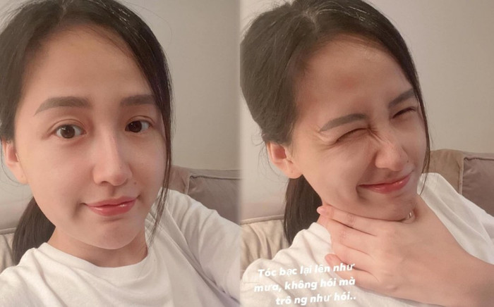 Mai Phương Thúy mặt mộc xinh đẹp bất chấp đám tóc bạc trên đỉnh đầu Ảnh 2