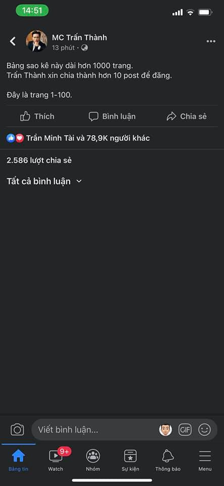 Thực hư việc bài đăng công khai 'sao kê' của Trấn Thành 'thoắt ẩn thoắt hiện' khiến netizen hoang mang? Ảnh 2