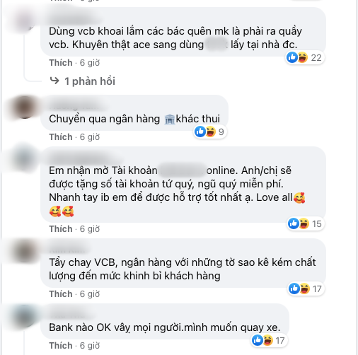 Cư dân mạng 'tấn công' fanpage của Vietcombank bày tỏ sự tức giận và cảm thấy không hài lòng với các bản sao kê của Trấn Thành.