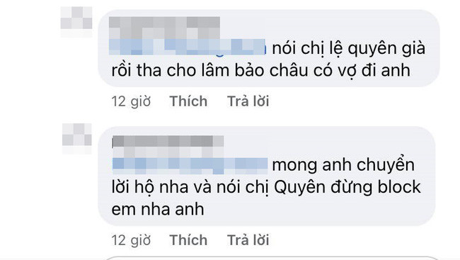 Bình luận kém duyên của cư dân mạng với Lệ Quyên và Lâm Bảo Châu.