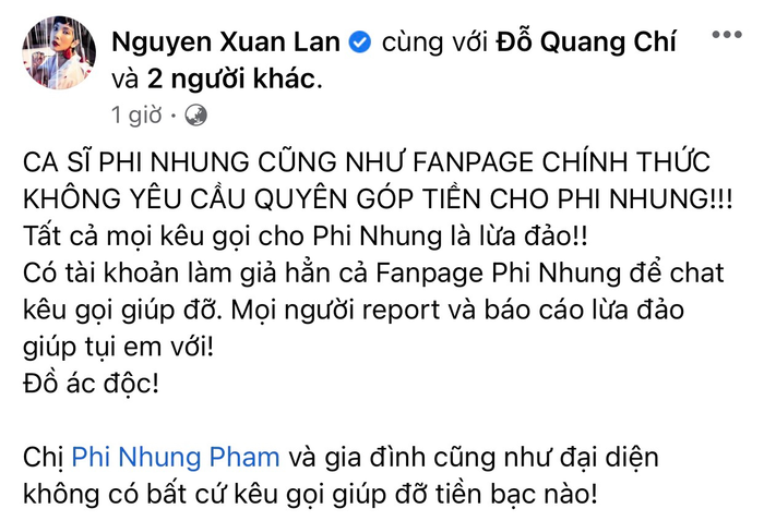 Xuân Lan đính chính thông tin Phi Nhung kêu gọi quyên góp tiền để chữa bệnh Ảnh 5