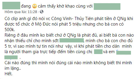 Phía Thủy Tiên lên tiếng về đoạn clip 'mập mờ số tiền từ thiện' ở Quảng Ngãi Ảnh 4