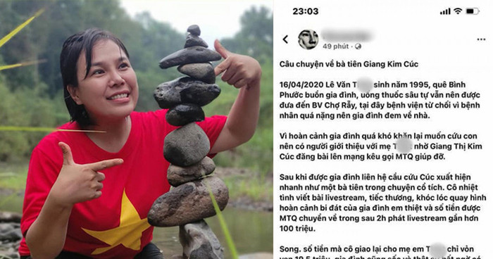 Giang Kim Cúc bị tố ăn chặn tiền từ thiện của gia đình anh L.V.T (SN 1995, tỉnh Bình Phước) 