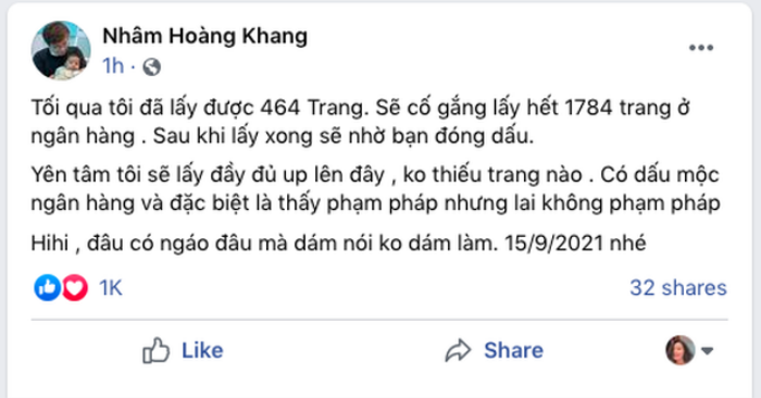 'Cậu IT' Nhâm Hoàng Khang tuyên bố đã lấy được 464 trang sao kê của quỹ từ thiện Hằng Hữu Ảnh 2