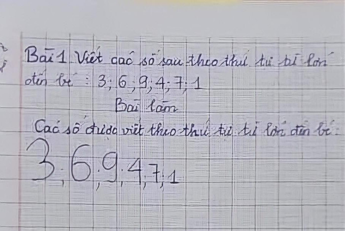 Giải bài toán với yêu cầu viết số từ lớn đến bé, học trò tiểu học đưa ra đáp án khiến dân tình...ngã ngửa Ảnh 1