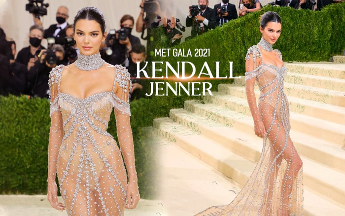 Met Gala 2021: Kendall Jenner đẹp nín thở với váy đính đá xuyên thấu soi rọi cơ thể Ảnh 2