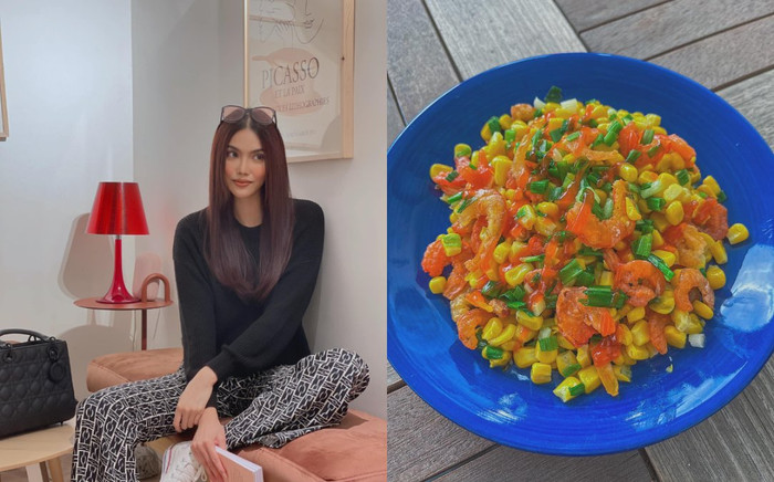 Lan Khuê vào bếp làm món ăn vặt bắp xào cho con trai cưng Ảnh 2