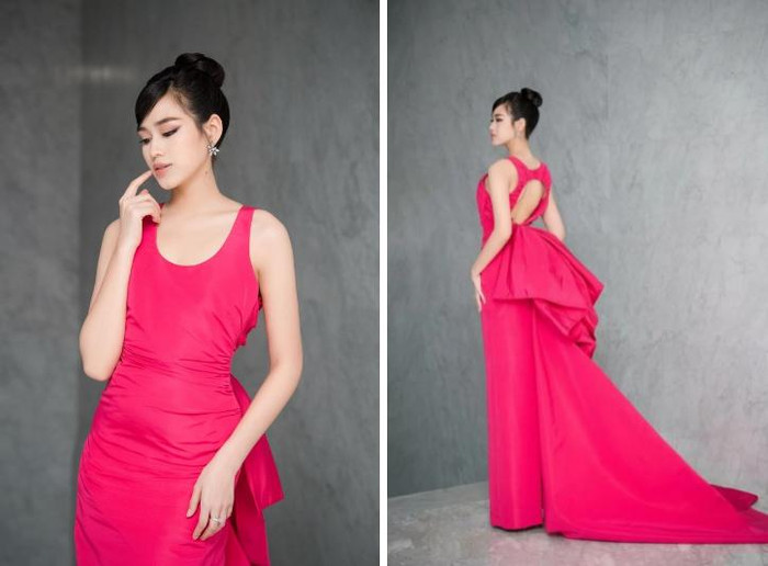 Bộ cánh với gam hồng ngọt ngào, ấn tượng làm tôn lên làn da trắng sứ nõn nà. 