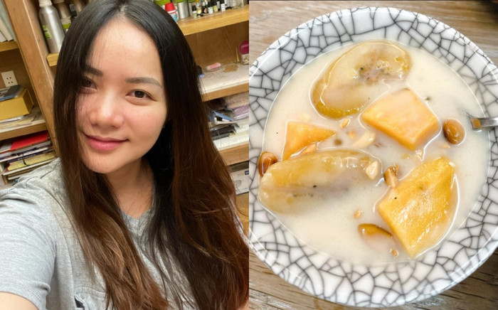 Phan Như Thảo trổ tài làm chè chuối sáp khoai lang cho chồng con xì xụp khen ngon Ảnh 2