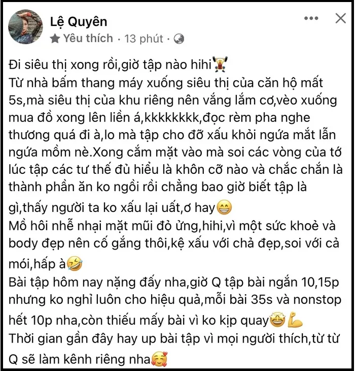 Lệ Quyên sau đó đã viết tâm thư dài để đáp trả những ý kiến công kích của dân mạng.