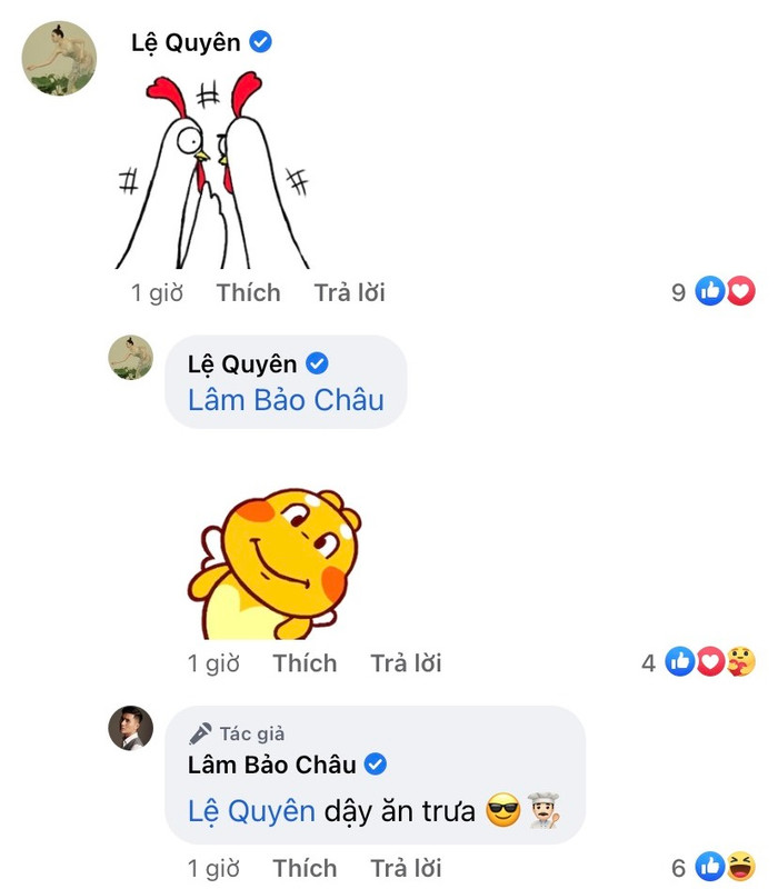 Bình luận của cặp đôi dành cho nhau.