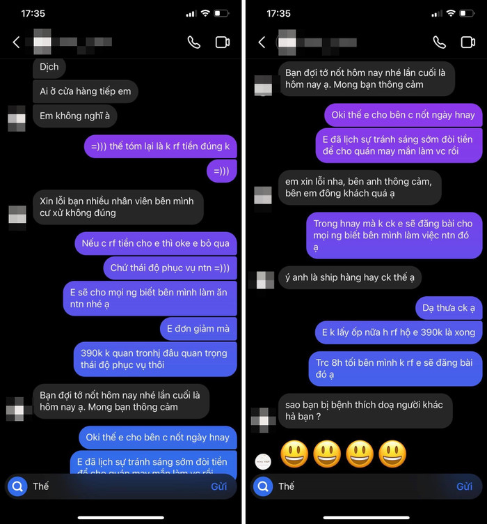 Sau đó, shop MC lại thay đổi thái độ. 