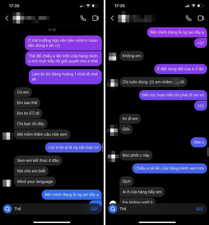 Shop MC đột ngột đổi giọng, thách thức nam khách hàng. 