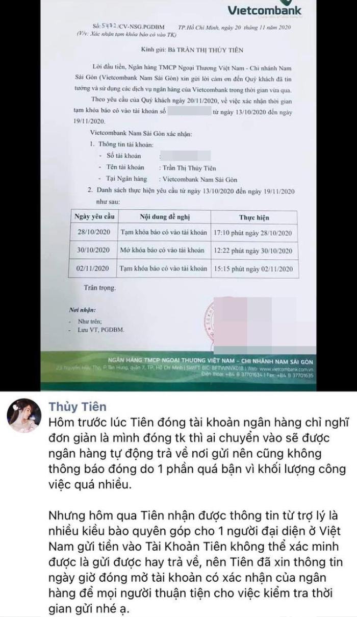 Thủy Tiên từng có phát ngôn gây tranh cãi về việc đóng - mở tài khoản ngân hàng Ảnh 1