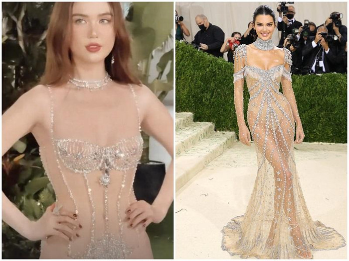Bộ đồ tắm này mang cảm giác gợi nhớ đến hình ảnh của Kendall trong sự kiện Met Gala vừa qua. 