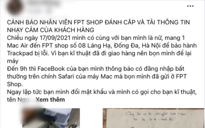 Đại diện FPT Shop lên tiếng sau khi nhân viên bị tố đánh cắp dữ liệu nhạy cảm của khách hàng Ảnh 2