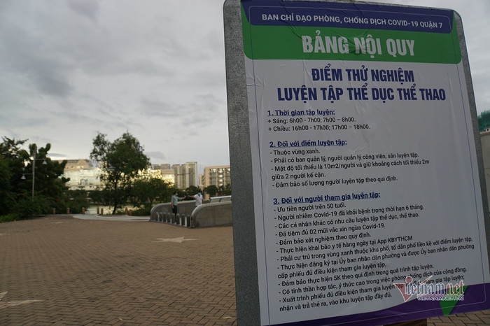 Bảng nội quy tại điểm thử nghiệm luyện tập thể dục thể thao.  Ảnh: VietNamNet