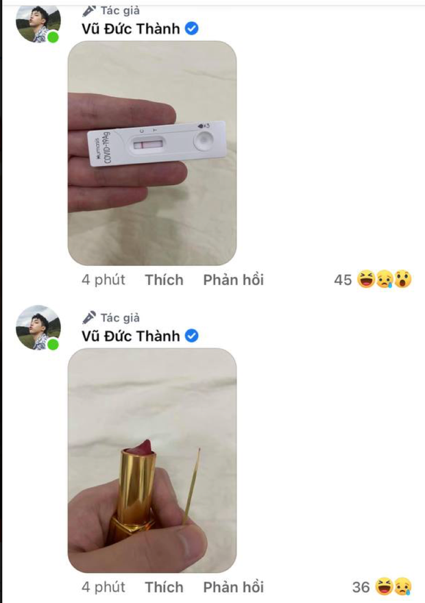 Thành Thỏ cho biết anh chỉ vẽ thêm vào dụng cụ test nhanh chứ không hề mắc Covid-19.