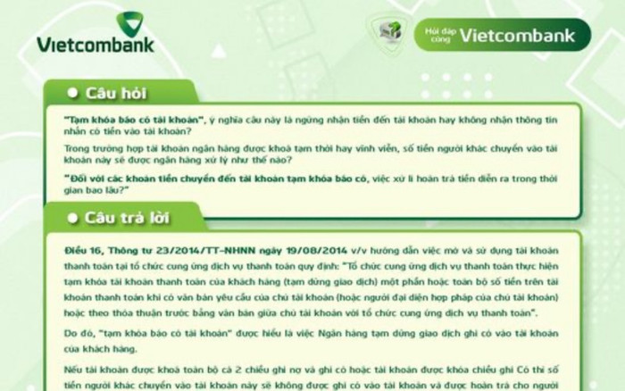 Cực nóng: Vietcombank vừa trả lời chi tiết thắc mắc về cụm từ 'tạm khoá báo có' Ảnh 2