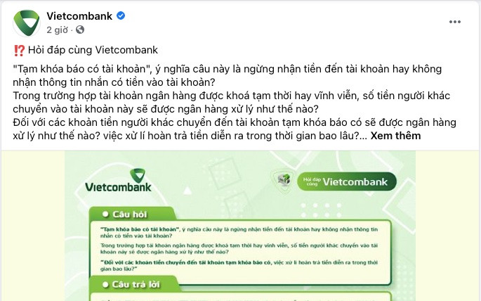Netizen tiếp tục chất vấn sau khi fanpage Vietcombank thông tin chi tiết về 'tạm khóa báo có' Ảnh 2