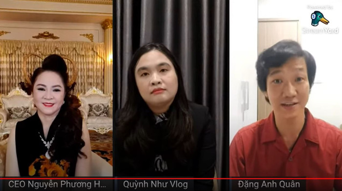 Buổi livestream của CEO Nguyễn Phương Hằng có sự tham gia của Youtuber Quỳnh Như và Tiến sĩ Luật Đặng Anh Quân 