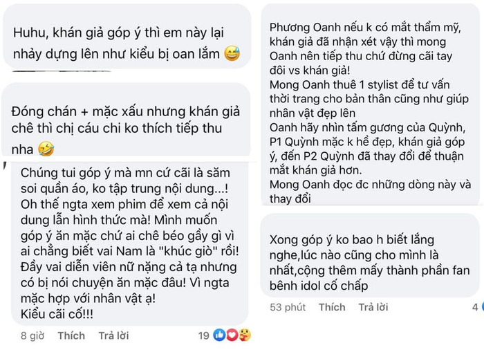 Nhưng với nhiều người, điều này lại như 'châm dầu vào lửa', một số fan cho rằng nữ diễn viên quá 'cứng đầu', không chịu lắng nghe những lời góp ý từ khán giả. 