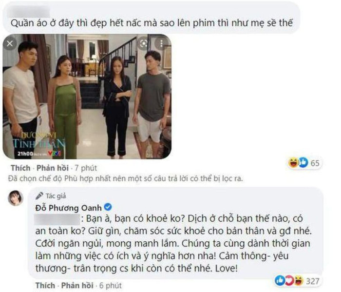 Cô trả lời hẳn một bình luận trên trang cá nhân. 