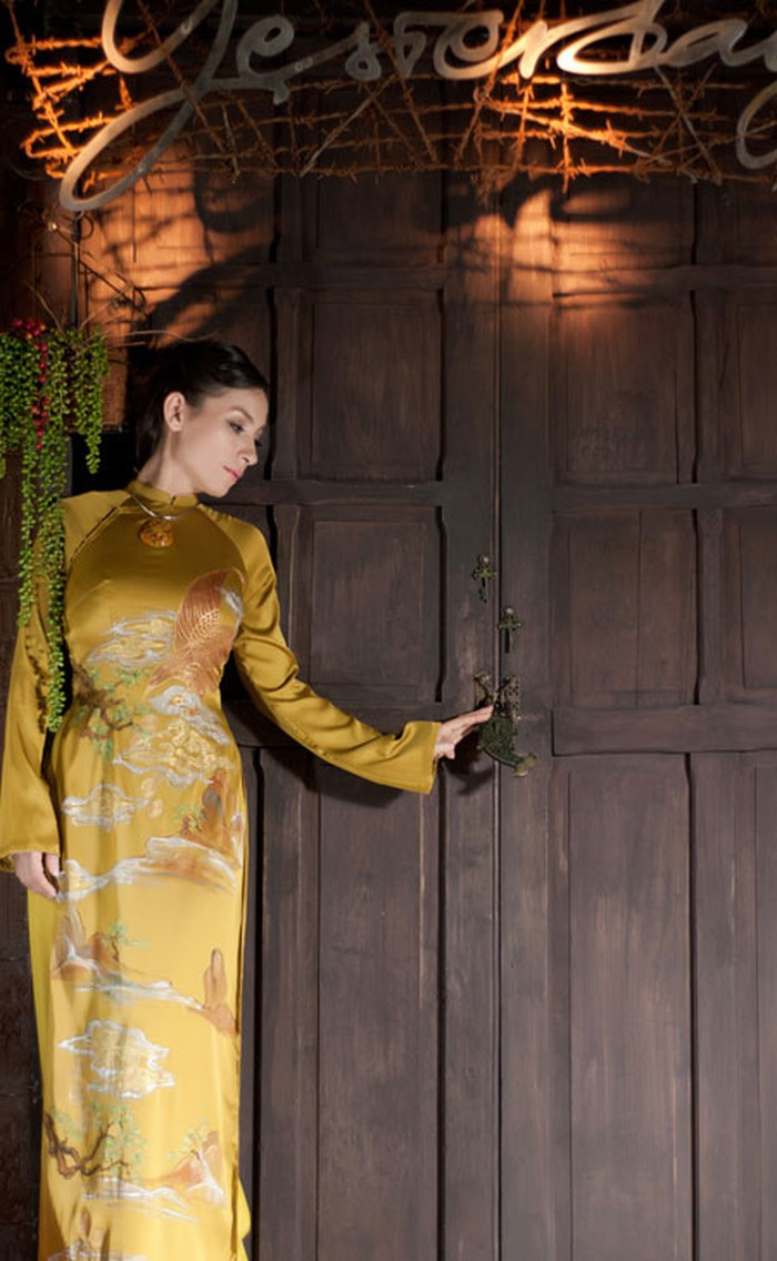 Cô sở hữu rất nhiều mẫu áo dài, từ thanh tao, nhẹ nhàng đến cầu kỳ hay phá cách. 