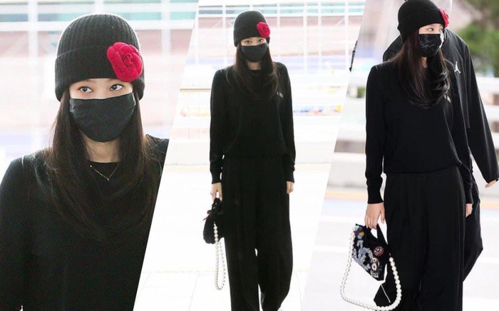 Jennie Black Pink mix đồ đỉnh cao dù mặc nguyên cây đen sì, lên đường đi Pháp Ảnh 2