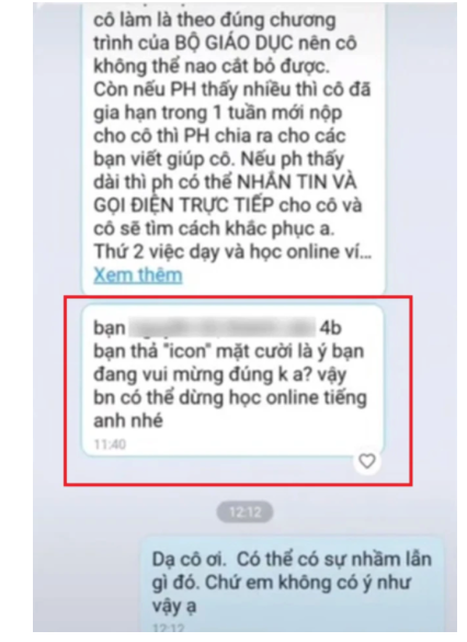 Bé gái thả nhầm icon vào tin nhắn của cô giáo liền bị 'bêu tên' trong group chat và dọa cho nghỉ học Ảnh 1